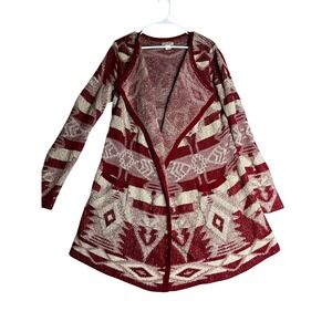 Lucky Brand Red and Cream Cardigan